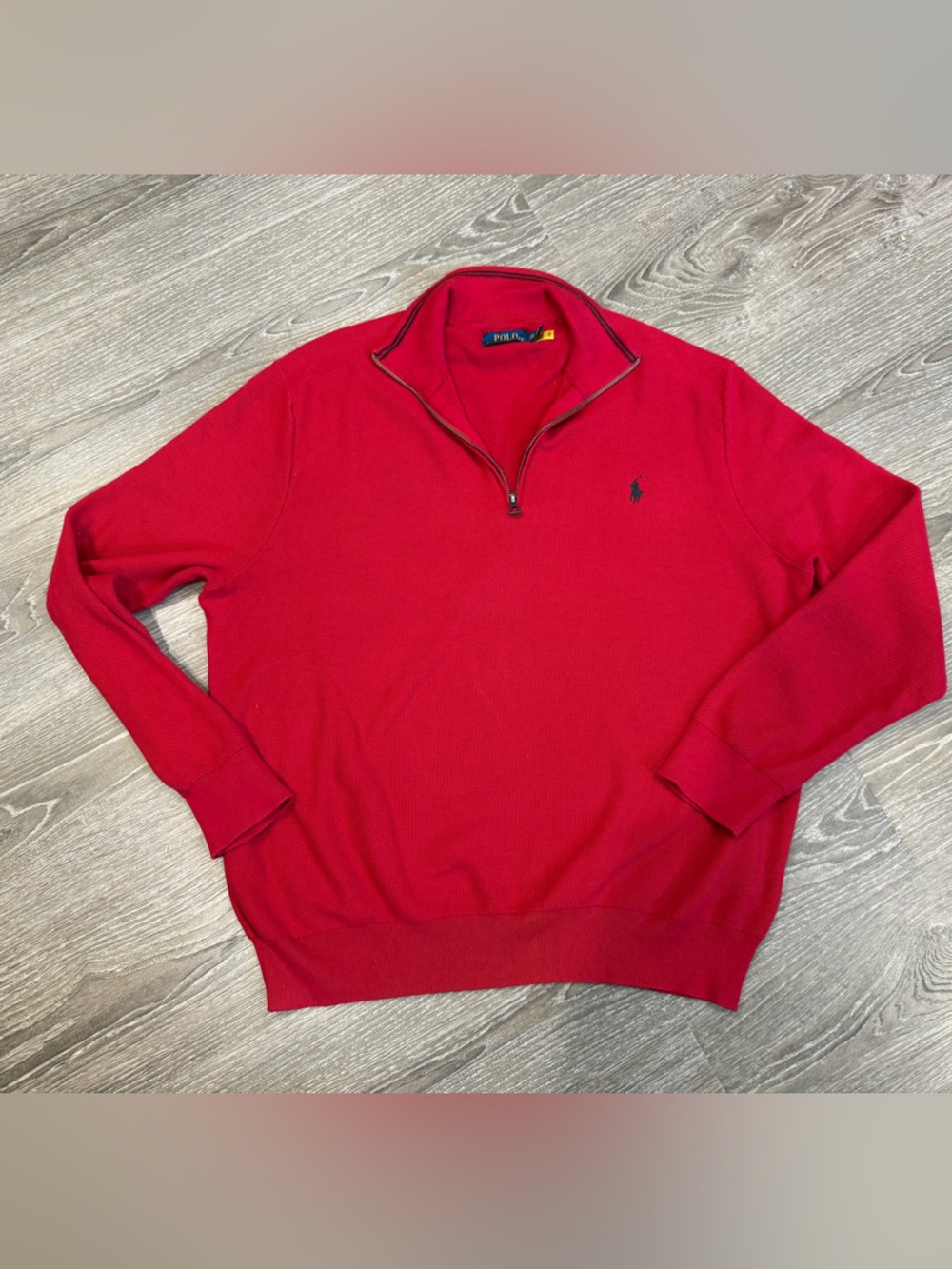 Ralph Lauren Men’s Mesh Knit Cotton Red Half-Zip Sweater XXL